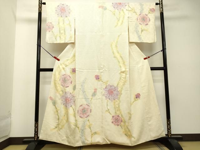 平和屋着物●名門　藤娘きぬたや・総絞り　訪問着　草花文　正絹　逸品　DAAT1111tw 平和屋着物○名門 藤娘きぬたや・総絞り 訪問着 草花文 正絹 逸品