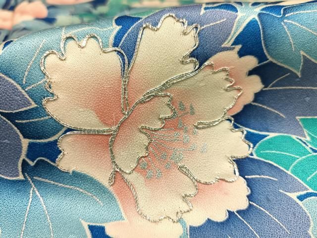振袖フルセット豪華振袖　駒刺繍　道長枝花文　金銀彩　正絹 平和屋着物□豪華振袖 駒刺繍 花尽し 銀彩 正絹 逸品 AABA0445oa