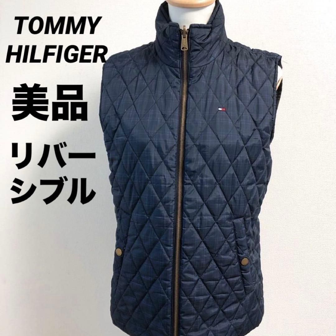美品トミー・ヒルフィガーダウンベストXLリバーシブル