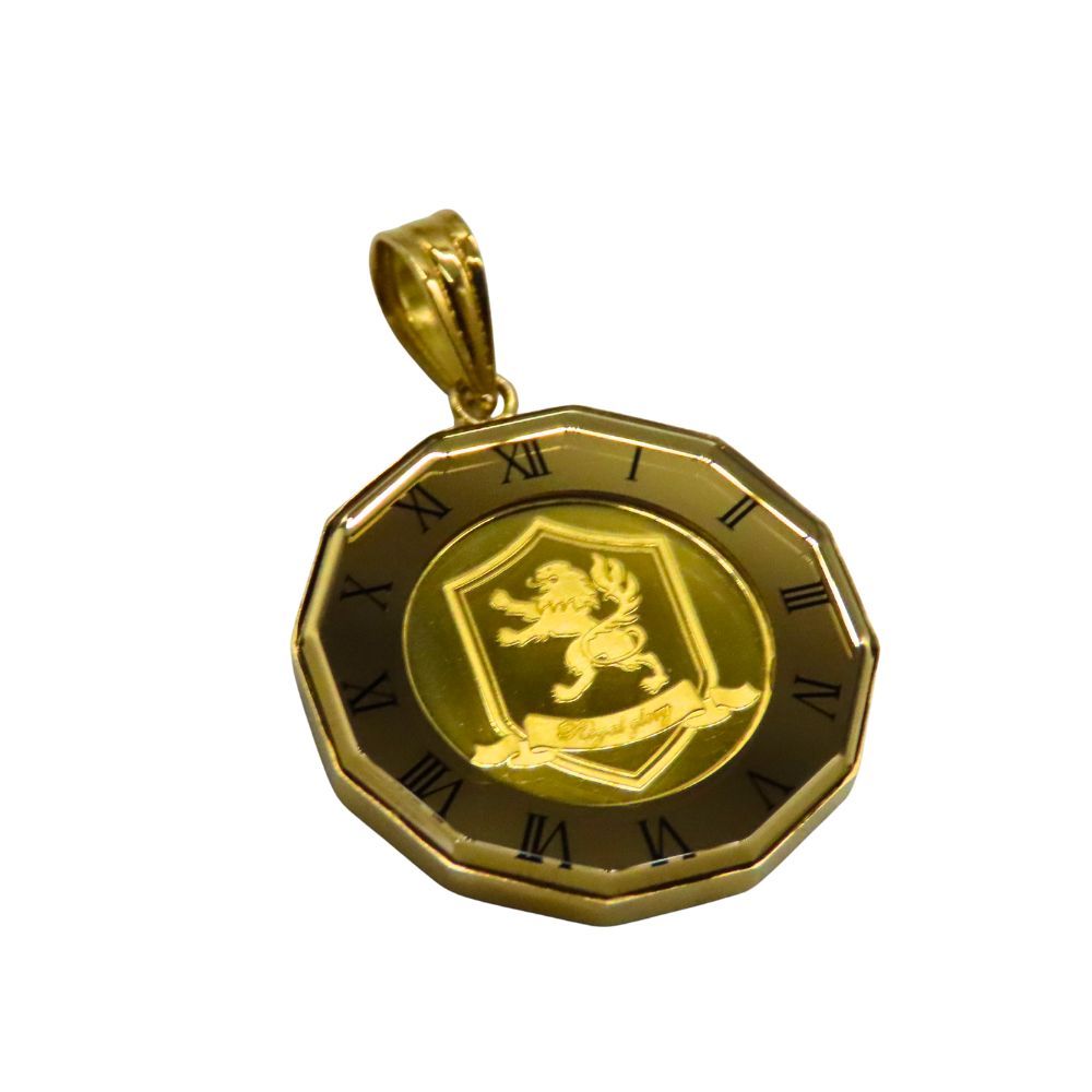 コイン ペンダント クラウン 王冠 25分/1オンス 24金 18金 新品 コイン 王冠 クラウン Crown コイン ペンダント トップ 純金  K24 1/25オンス 24金 枠 18金 k18 ローマ数字 中古】 K24 金貨 ペンダントトップ クラウンコイン 1.24g 1/25オンス  K18 枠