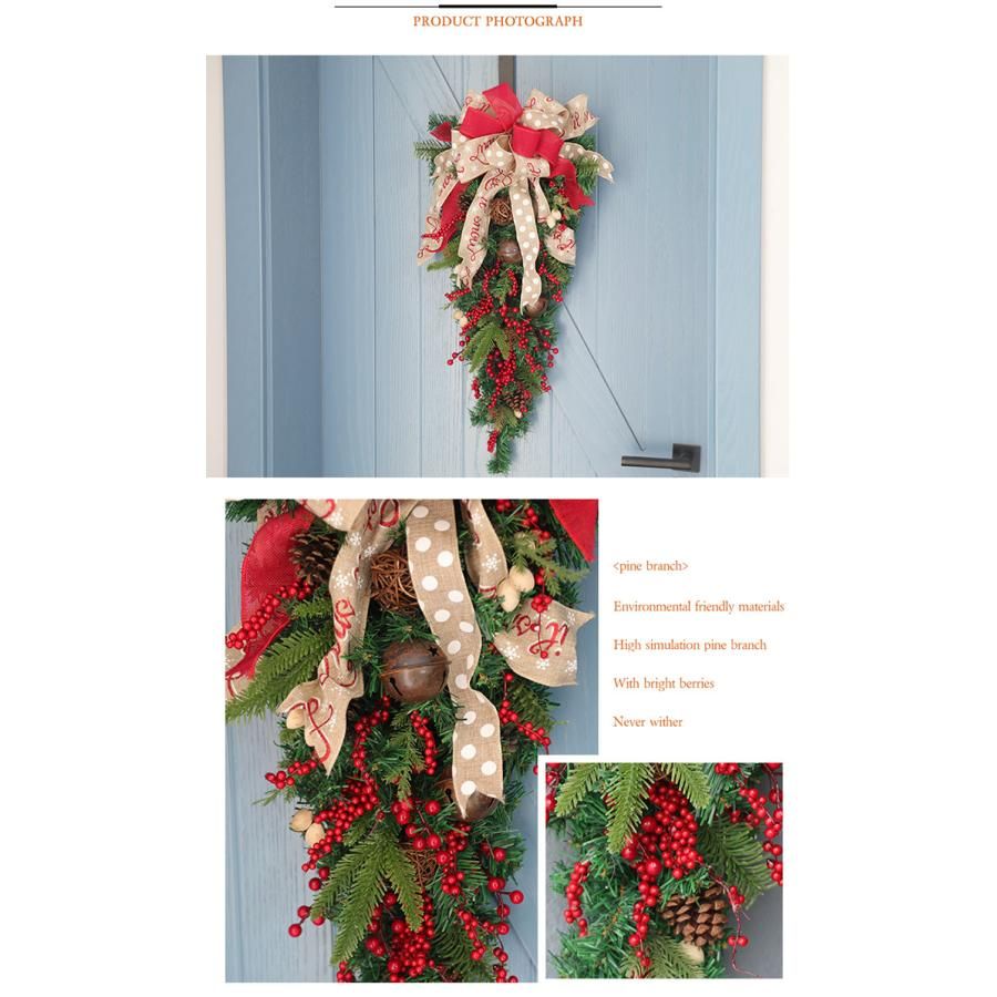 クリスマスリース 玄関 外 飾り 60cm クリスマス花輪 玄関リース クリスマスリース 玄関 外 飾り 60cm クリスマス花輪 玄関リース