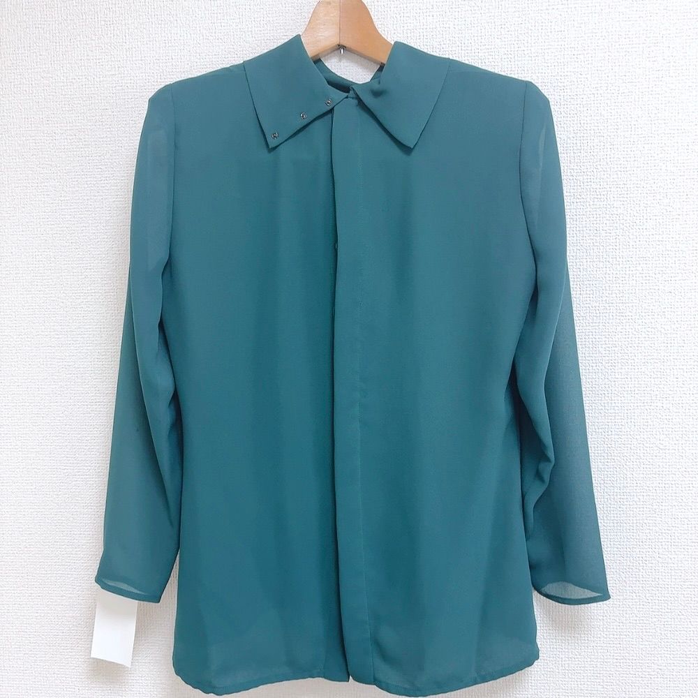 ハナエモリ HANAE MORI ブラウス 長袖 グリーン 38サイズ 963665 