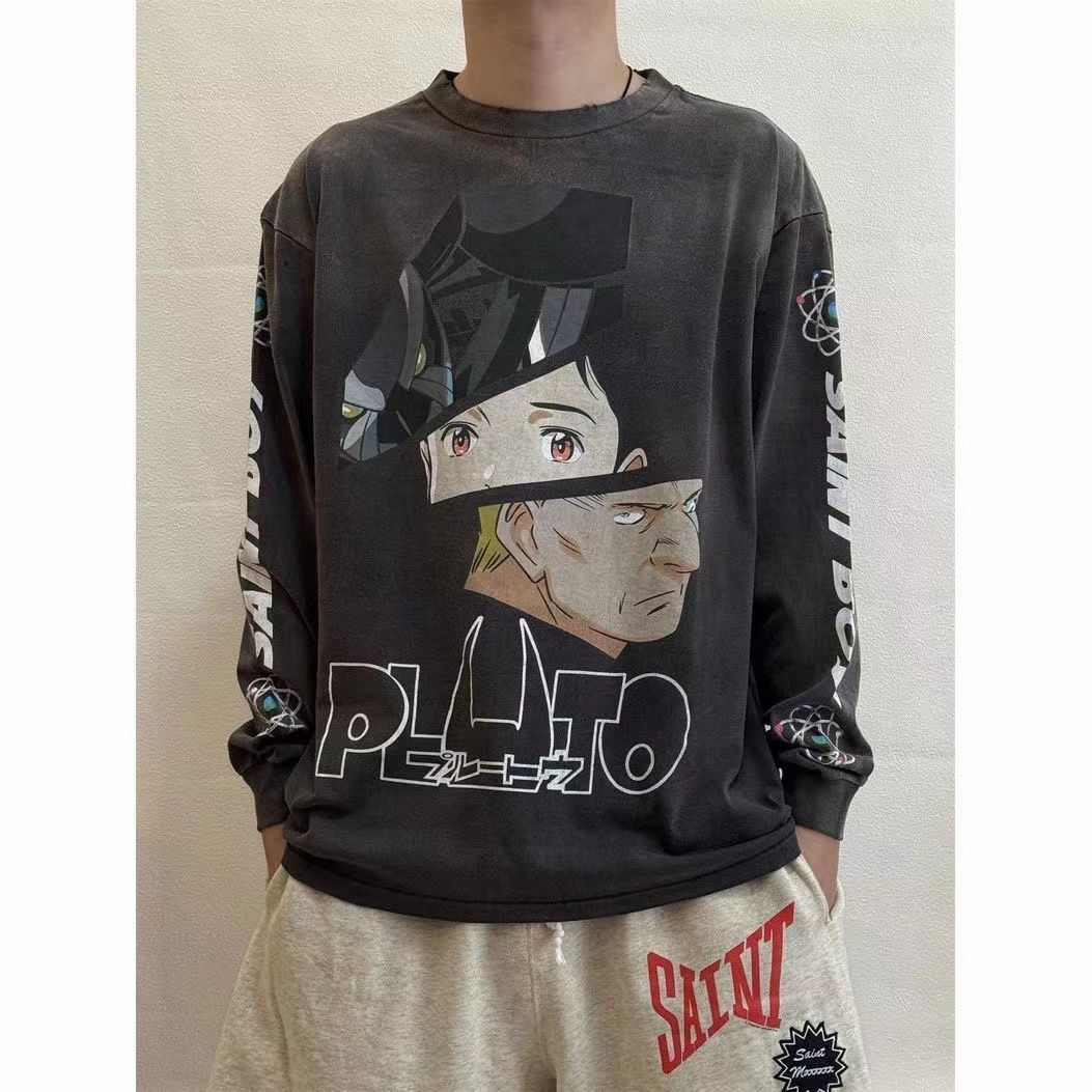 【入手困難・新品未使用】注目コラボアイテム SAINT MICHAELセントマイケル PLUTO/プルートゥ ヴィンテージ加工　ロングスリーブ長袖カットソー　ユニセックス