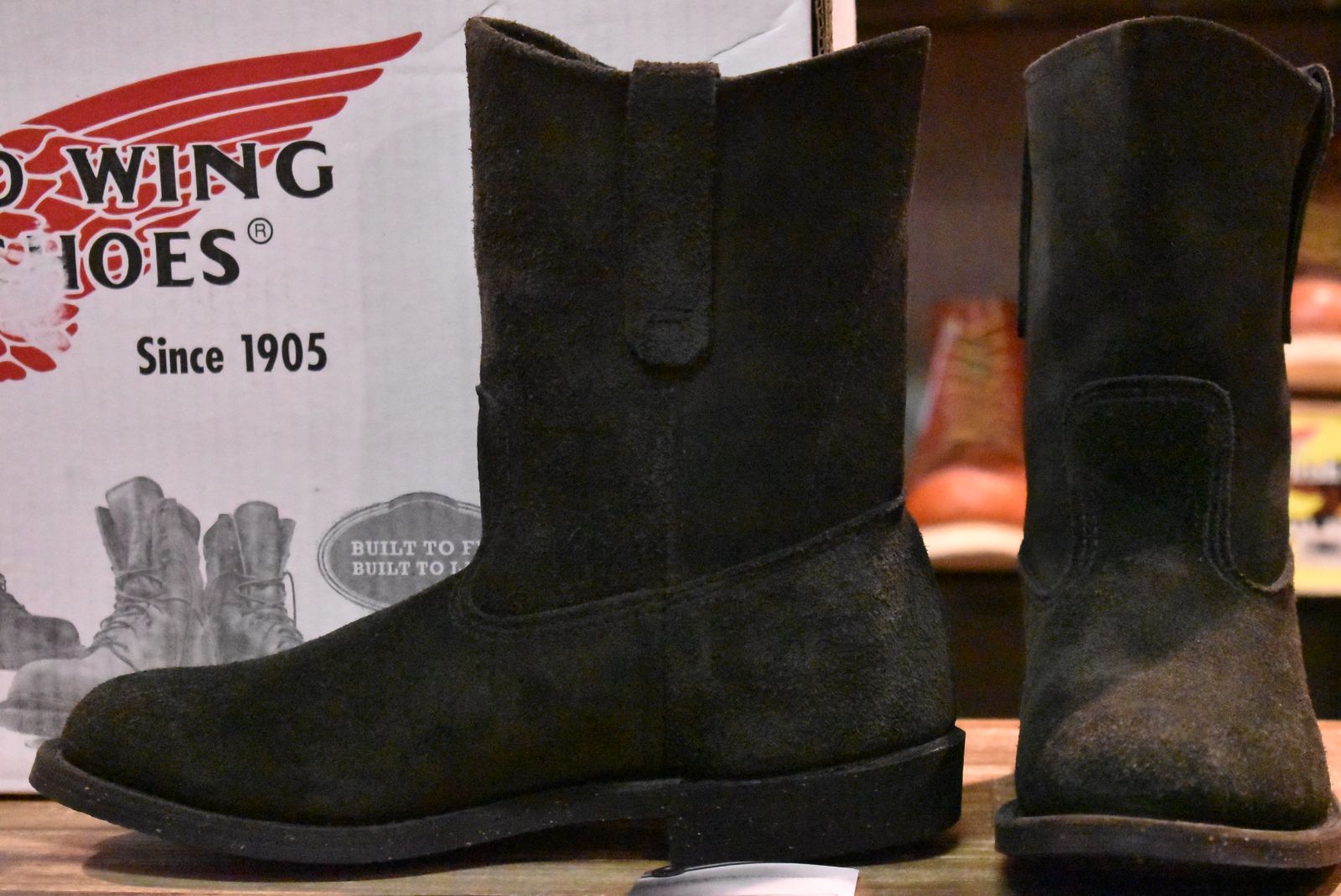 7.5D 箱付 美品 08年】レッドウィング 8186 黒スエード ペコス