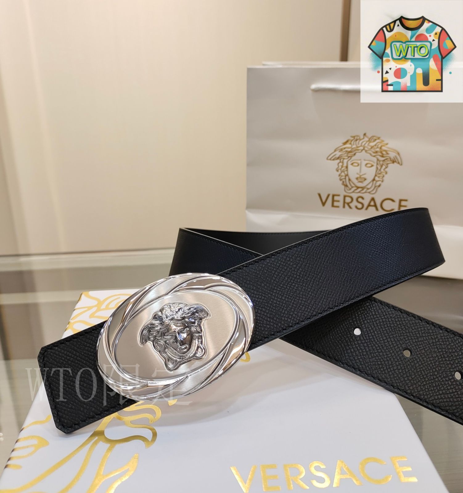 versace レザーベルト 関税送料込］VERSACE/ヴェルサーチ レザーベルト ベルト