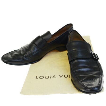 【中古】 ルイヴィトン LOUIS VUITTON ビジネスシューズ 靴 ブラック レザー メンズ 8 26.5-27cm 保存袋付き 64BD690