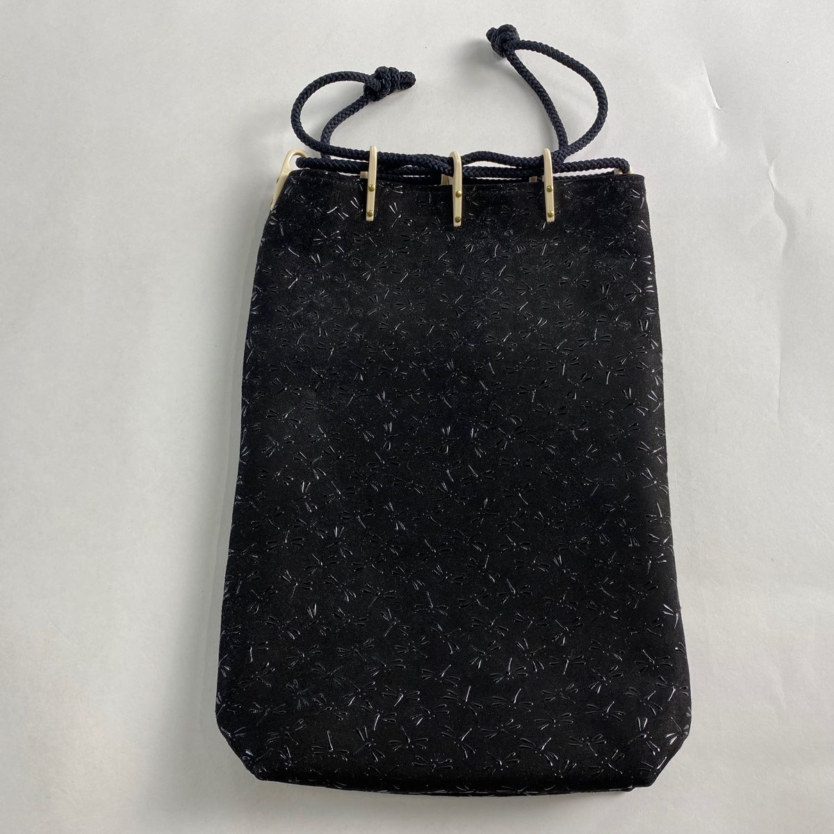 和装バッグ 合切袋 巾着 共 き とんぼ 黒 和装小物