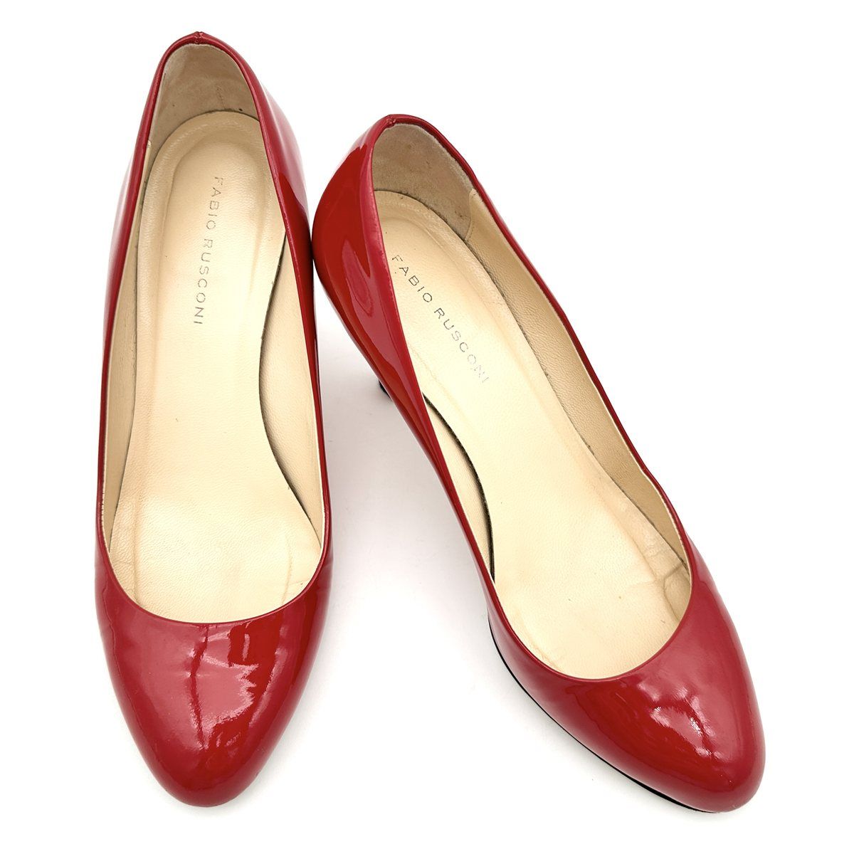 FABIO RUSCONI ハイヒール エナメル アーモンドトゥ ピンヒール レッド 2332 T
