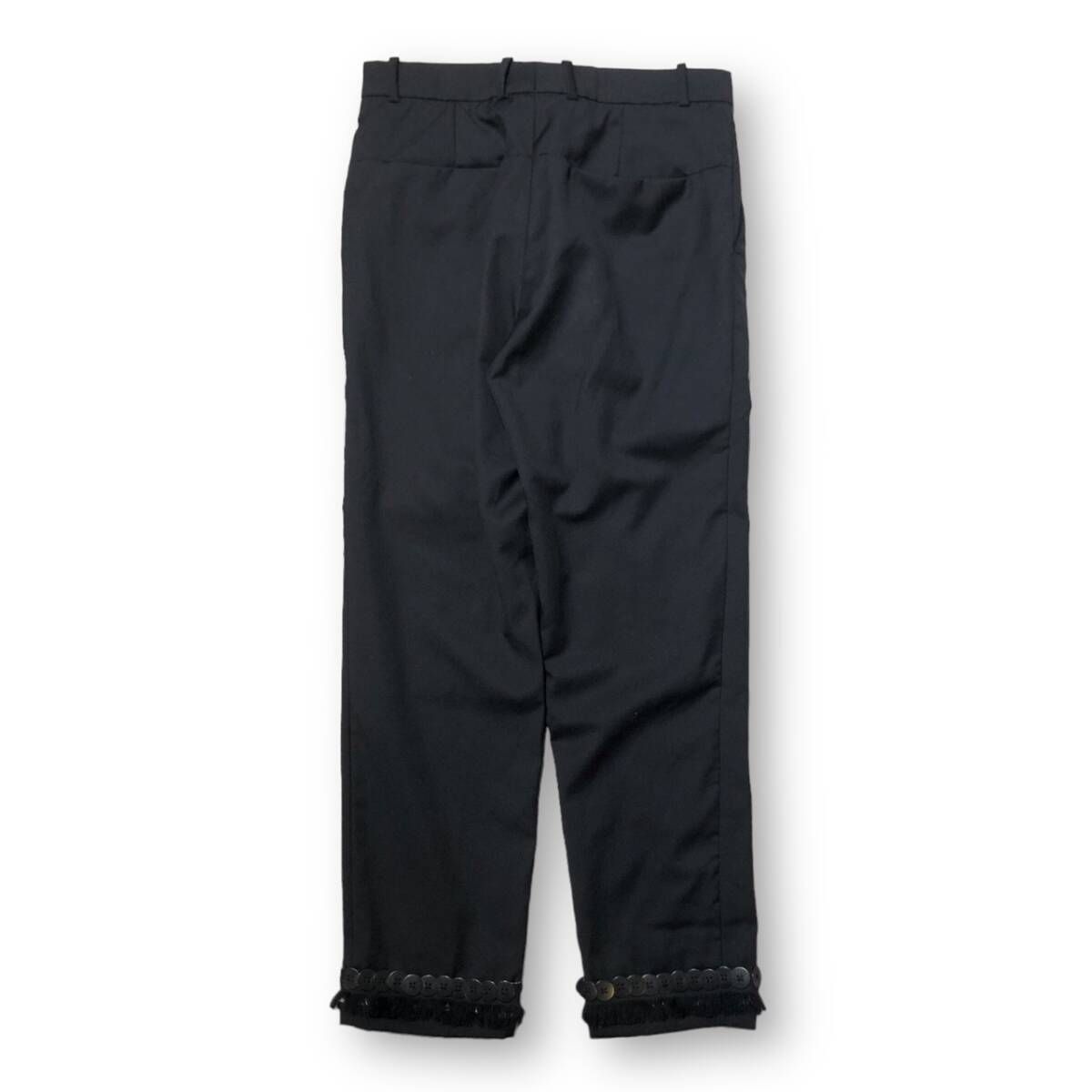 21ss NAMACHEKO 綿パン 裾ボタンフリンジスラックス XSサイズ ブラック