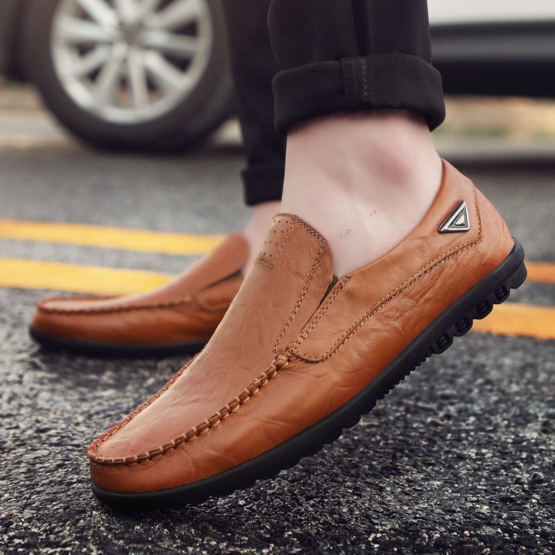 2019新品 メンズ 本革 ローファー スリッポン 春夏 ドライビングシューズ スエード革 BROGUEタッセル 通気 牛革 カーキ 26.5cm