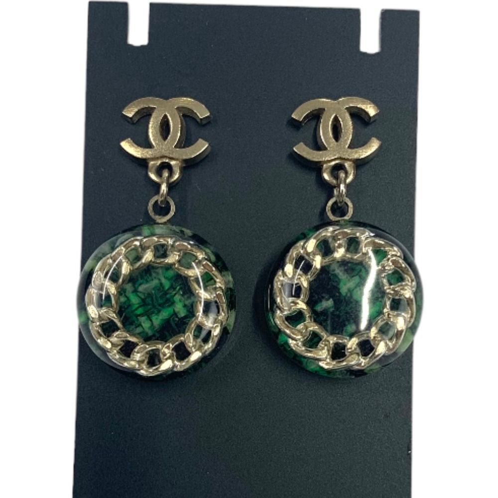 CHANEL シャネル ピアス ココマーク ツイード チェーン スイング