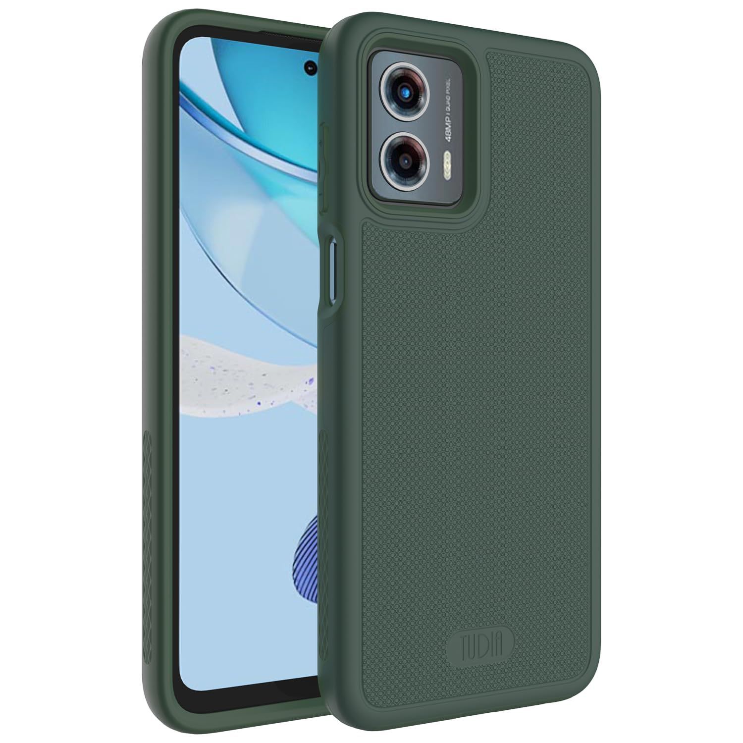【在庫処分】(2023)、「Merge ケース Grip」 米軍MIL規格 5G 2層保護 G マグネット式 Moto 耐衝撃 滑り止め Motorola 超薄型TPUケース TUDIA (パイングリーン)