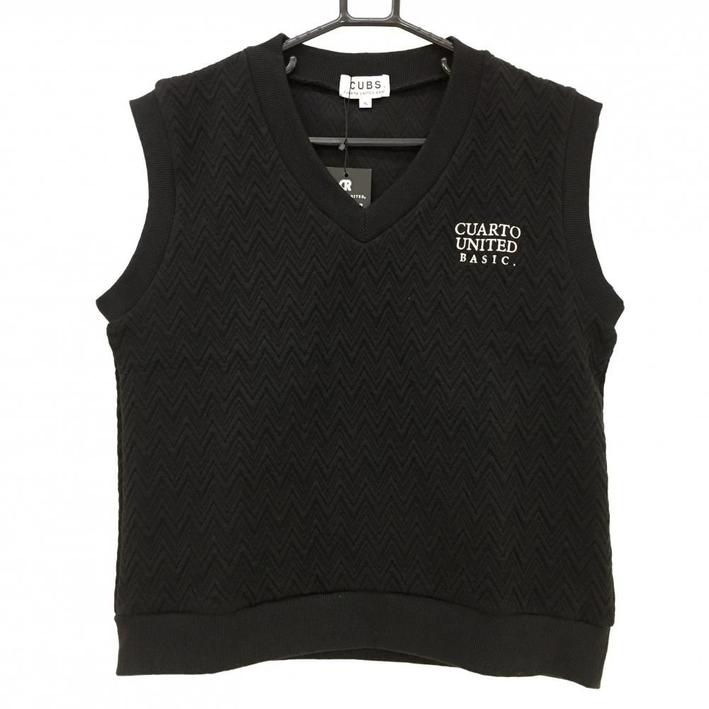 SALE価格【新品】クアルトユナイテッド ベスト 黒 ギザギザ地模様 レディース S ゴルフウェア CUARTO UNITED