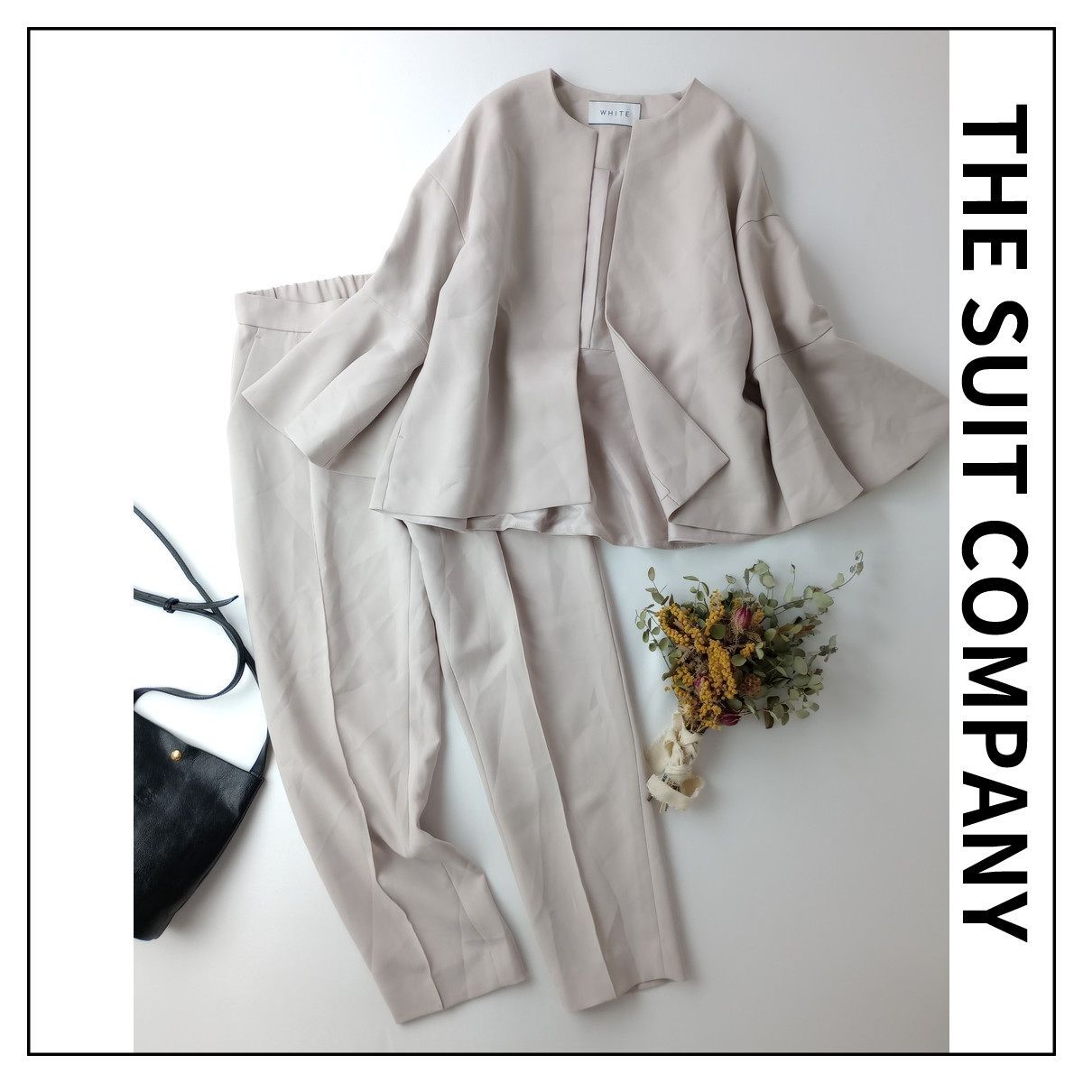 THE SUIT COMPANY スーツカンパニー WHITE 2P セットアップ ノーカラー