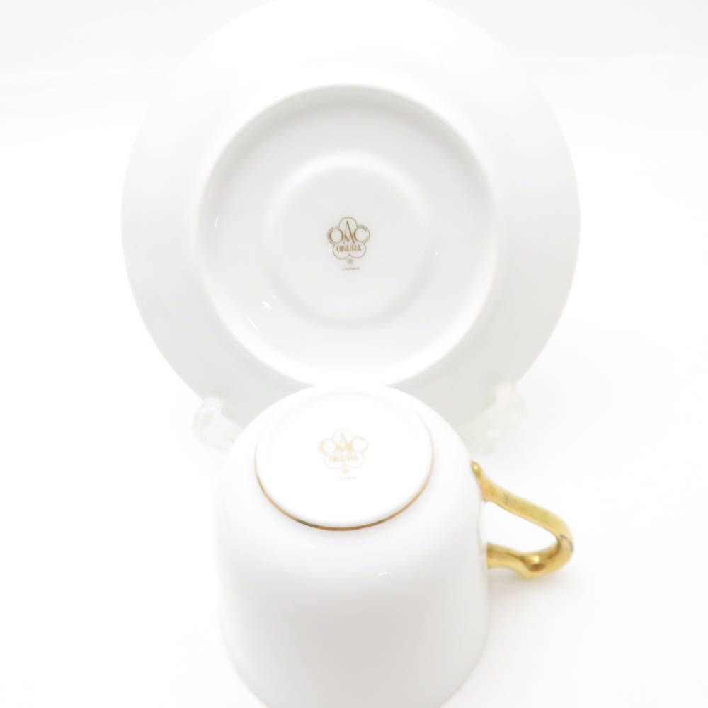 美品 OKURA 大倉陶園 ゴールドライン カップ＆ソーサー 2客 ペア