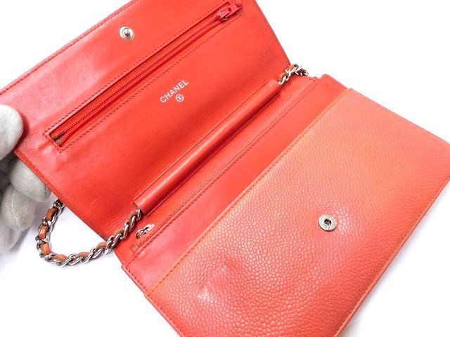 2 シャネル A48654 □ チェーンウォレット レディース キャビアスキン  