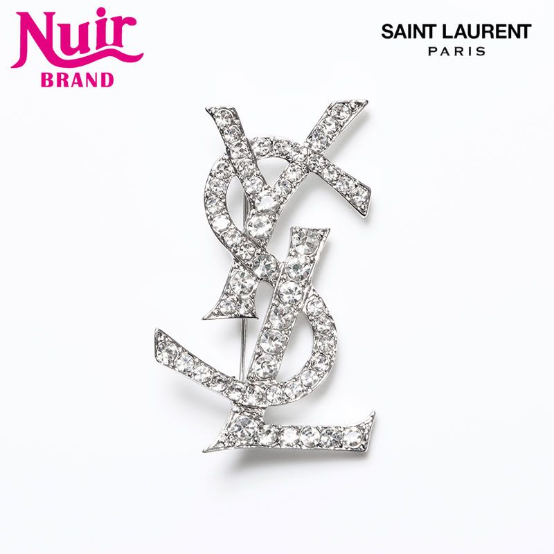 YVES SAINT LAURENT イヴ・サンローラン ブローチ YSL ロゴ ライン