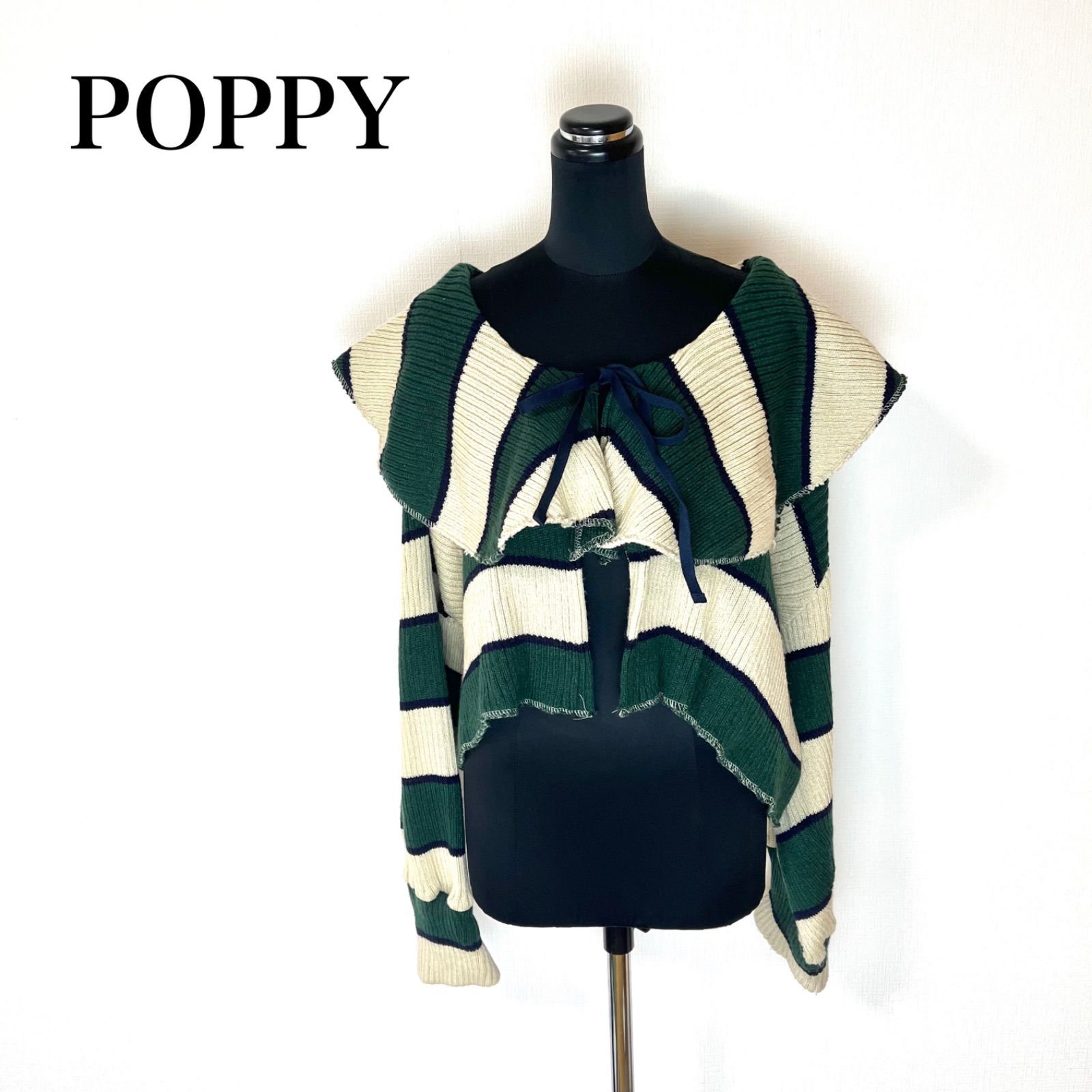 カーディガン/ボレロpoppy ボーダー ニット カーディガン カーディガン/ボレロpoppy ボーダー ニット カーディガン