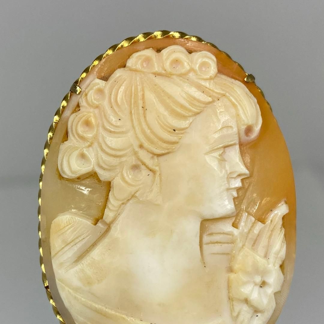 本カメオ 上金金具ブローチ 8.6g 東さ6-0830ア㉖