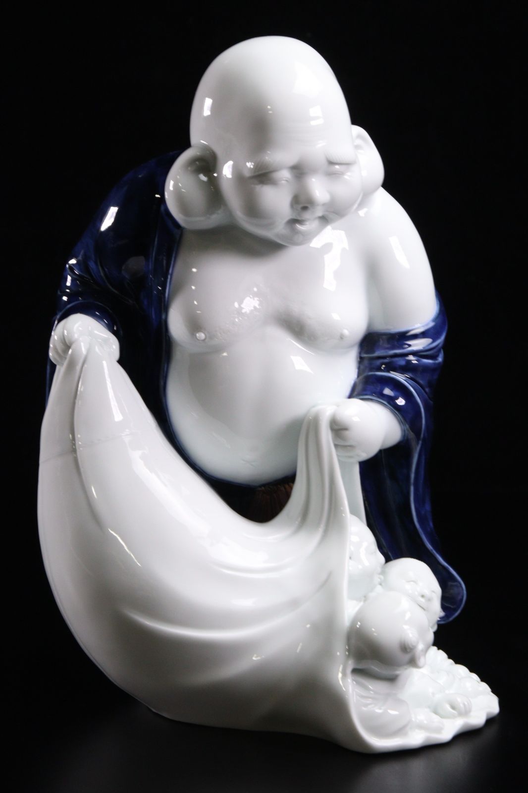 樋渡陶六　唐子布袋置物　共箱　トコニ　東さ7-0831⭐︎2F ▽ 樋渡陶六 唐子布袋 置物 28.5cm 唐物唐物 骨董 古美術 楾 B17