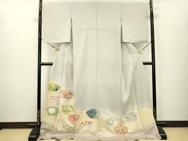 平和屋着物▽豪華色留袖 作家物 寿光織 地紙花鳥文 暈し染 金