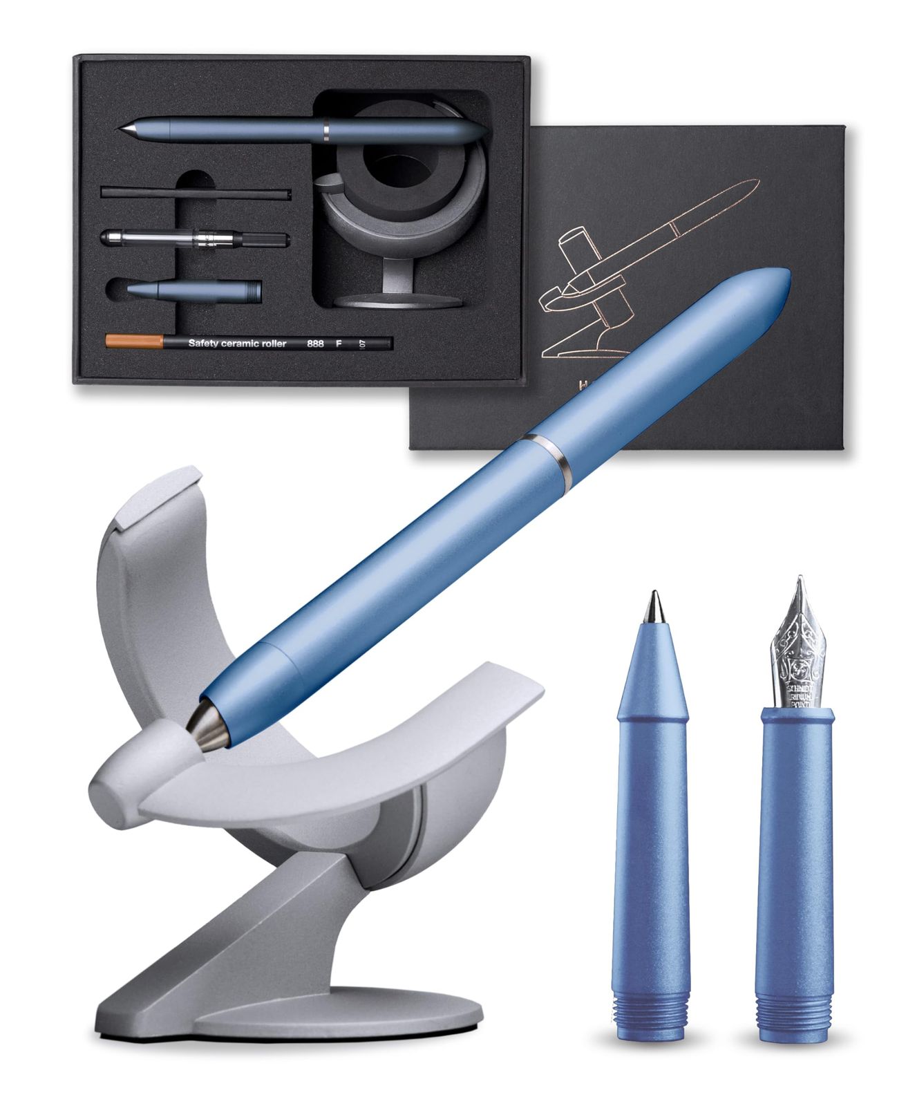 novium Hoverpen Future 万年筆 ボールペン 2種ペン先セット ミストブルー ホバーペン ボールペン 油性 ギフトボックス入り ギフト 被らない 男性 女性 おしゃれ 誕生日 プレゼント