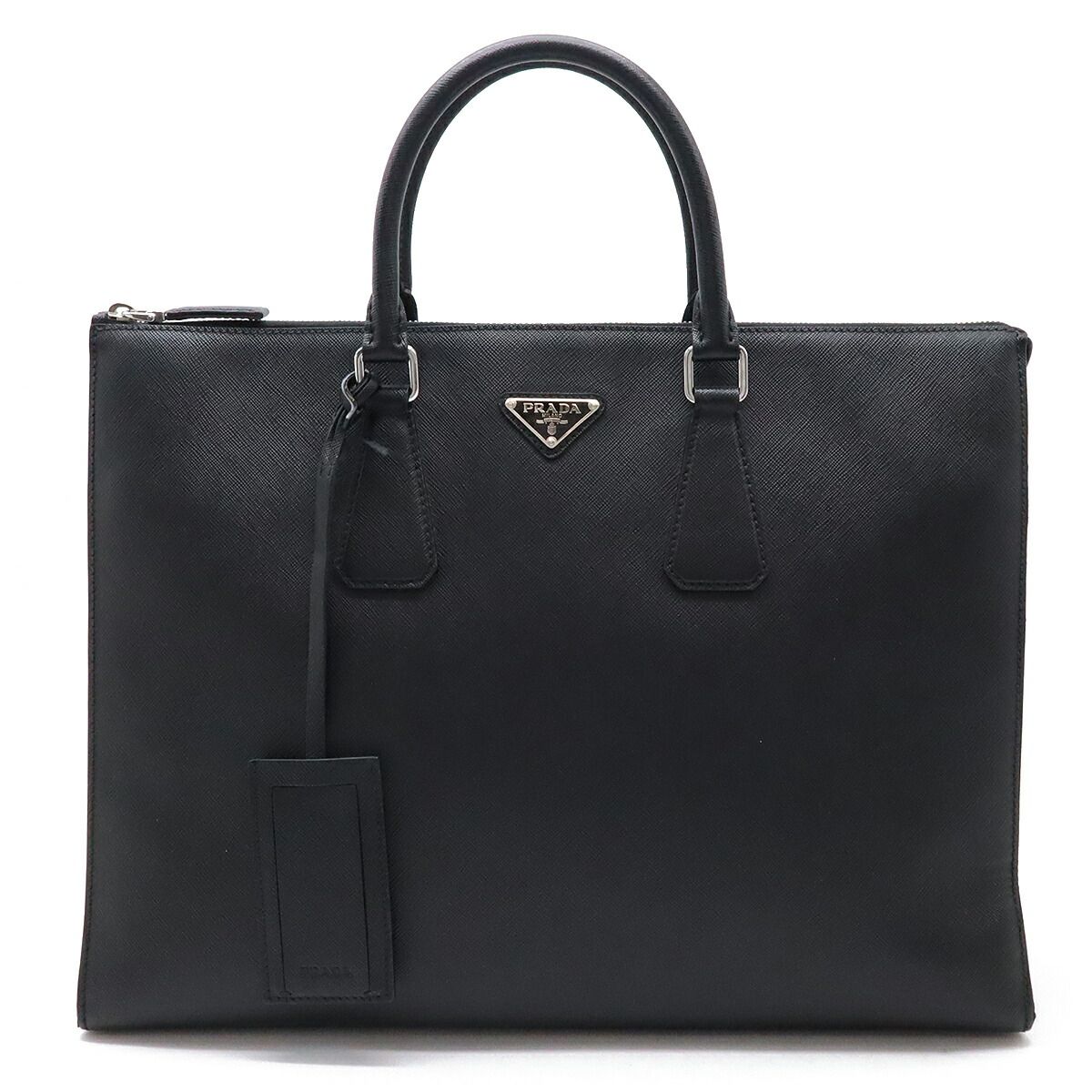 PRADA プラダ トライアングルロゴ ブリーフケース ビジネスバッグ 書類カバン SAFFIANO サフィアーノ レザー NERO ブラック 黒 シルバー金具 2VG039