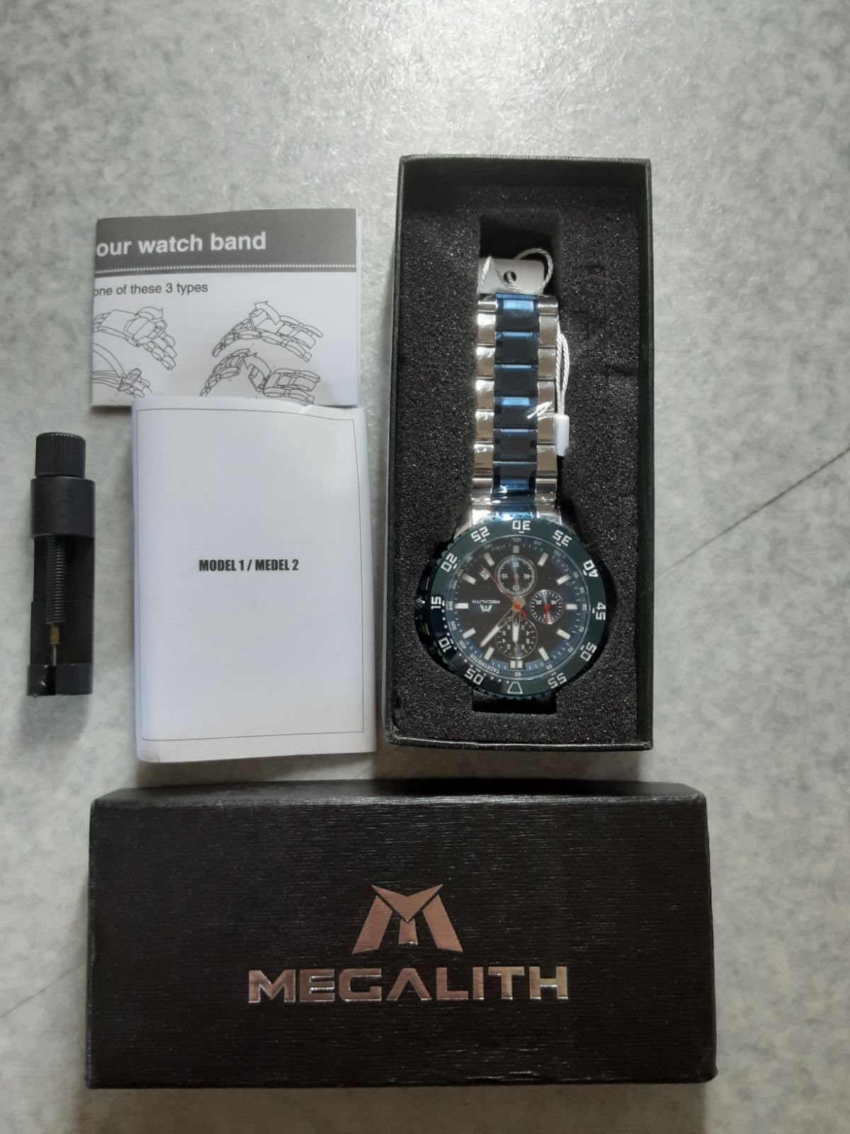 腕時計 メガリスクォーツクロノグラフウォッチmegalith quartz 