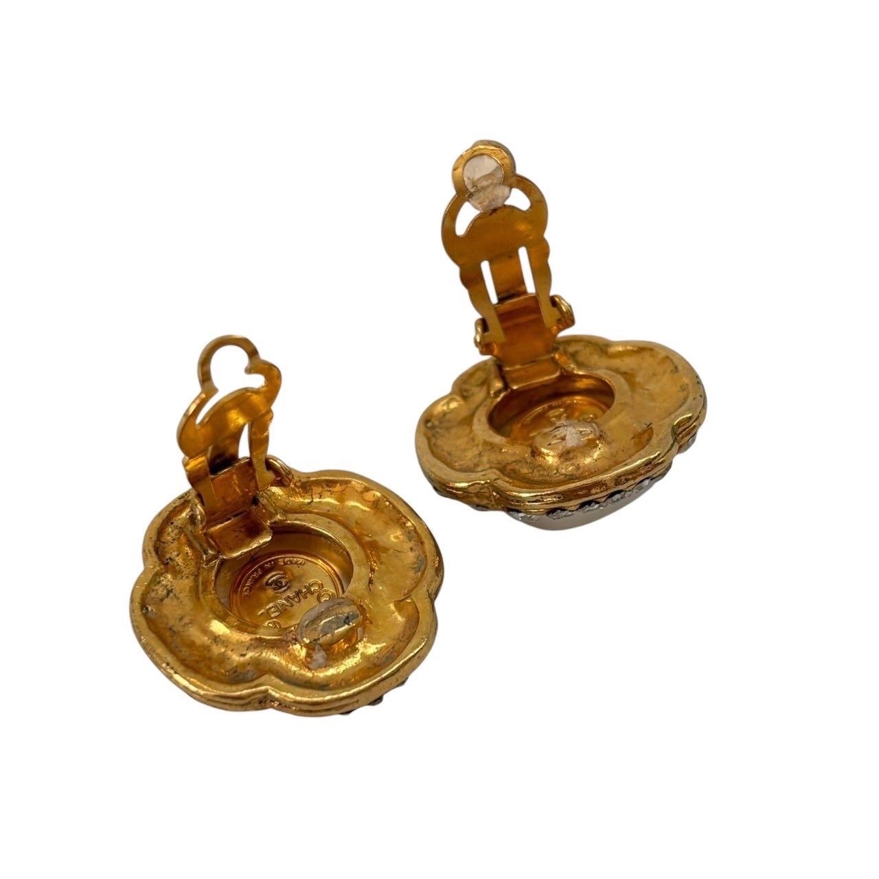 CHANEL シャネル イヤリング 金 アクセサリー ジュエリー 小物 パール ラインストーン GP レディース