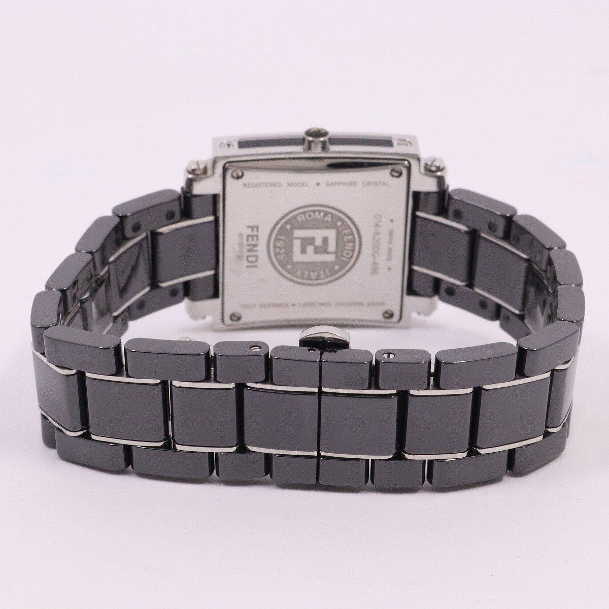 フェンディ 6200G クアドロ クォーツ ボーイズ 腕時計 黒セラミック