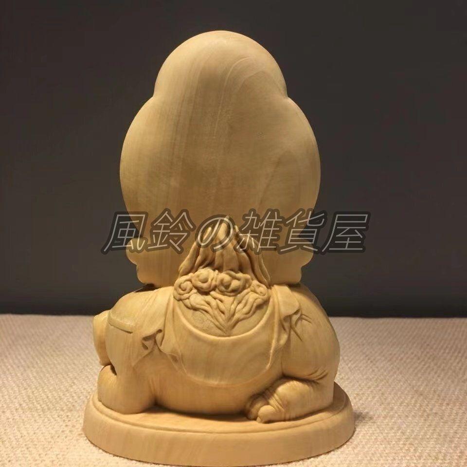 文殊菩薩像　木彫 新品・未使用】文殊菩薩 普賢菩薩 木彫り 仏像 文殊菩薩像 普賢