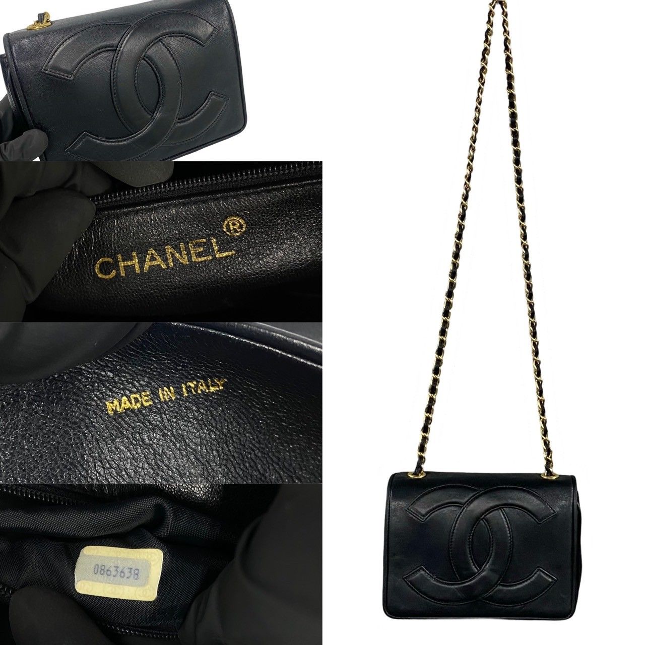 極 美品 箱 袋付 シール有 0番台 CHANEL シャネル デカココ 18cm 
