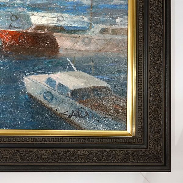 酒井健吉 「マルセイユ」 油彩画 F10号 額付き 油絵 真筆 手描き 肉筆