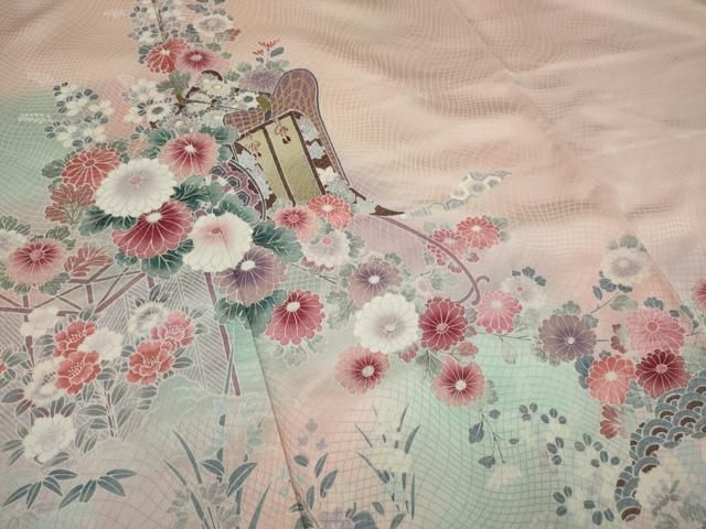 平和屋着物●訪問着　草花文　暈し染め　金彩　鈴乃屋扱い　正絹　逸品　DAAZ0753ps 平和屋着物○訪問着 草花文 暈し染め 金彩 鈴乃屋扱い 正絹 逸品