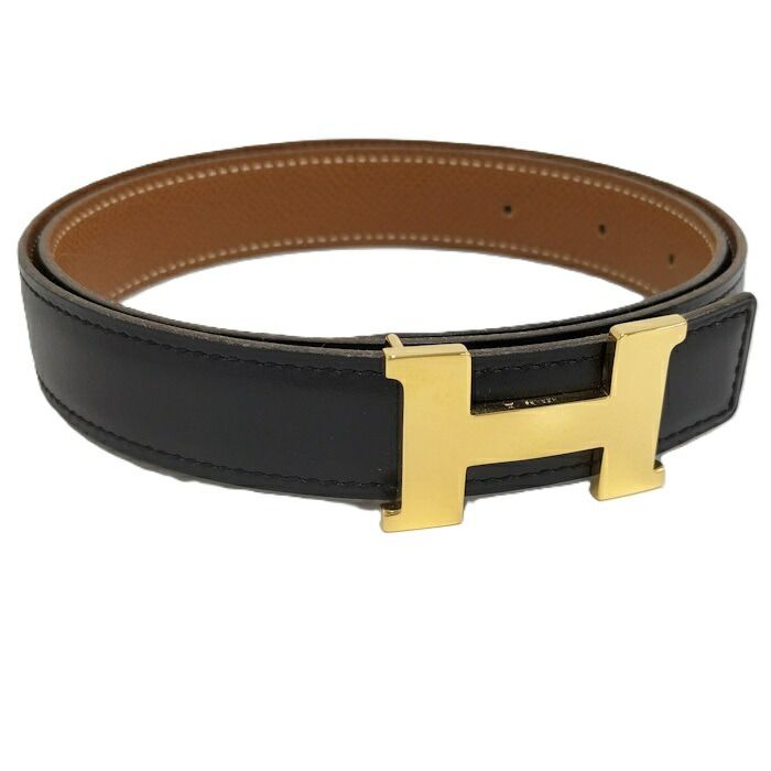 ★★★値下げ★★★HERMES レザーベルト ブラック/ブラウン HERMES ベルト Hロゴ Hベルト レザー ブラック □A刻印 - メルカリ