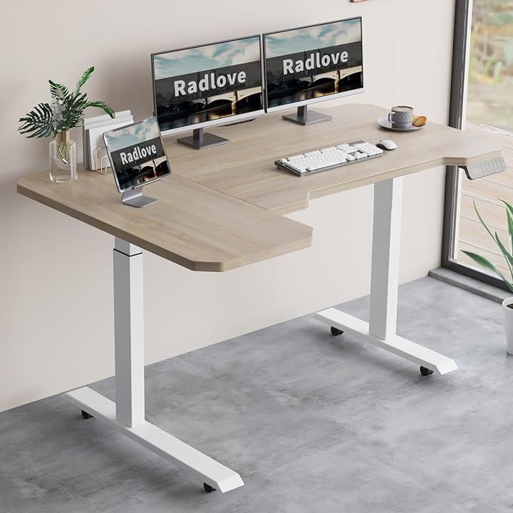 Radlove 昇降デスク L字パソコンデスク 電動昇降式デスク 天板幅