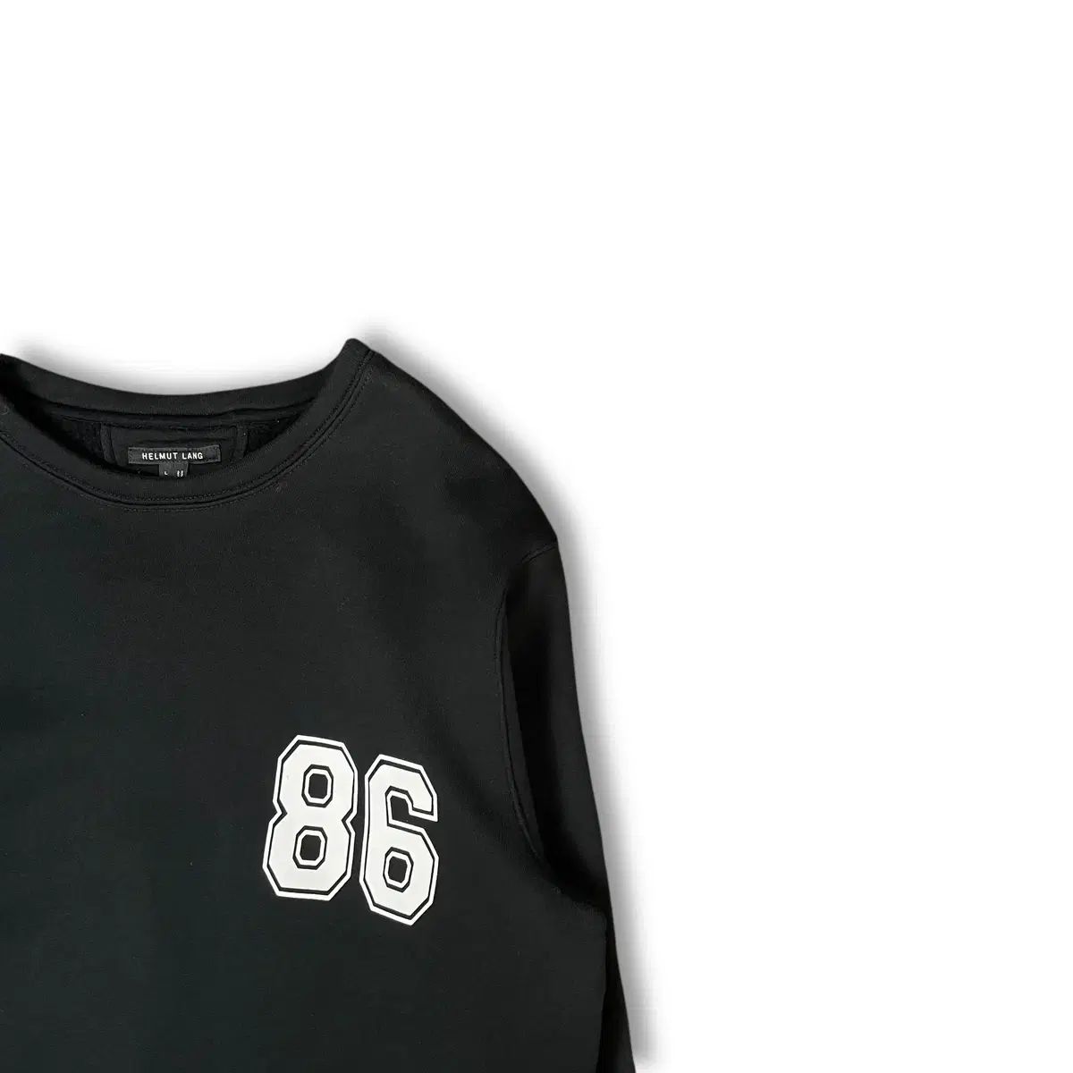 ヘルムート ラング ブラック 86 プリンティング 弱起毛 ロング スウェット シャツ L