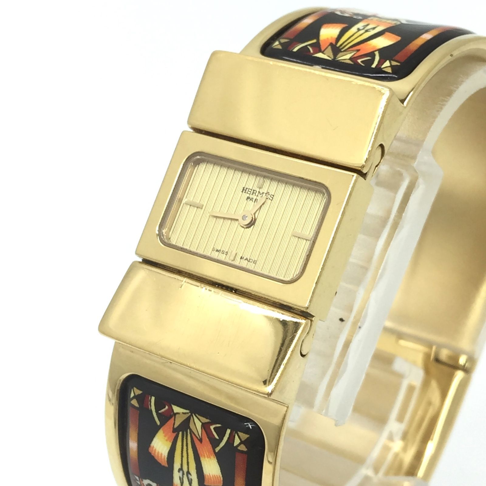 文字盤の色ゴールド系エルメス　エマイユ　ロケ　レディースウォッチ　腕時計　ヴィンテージ