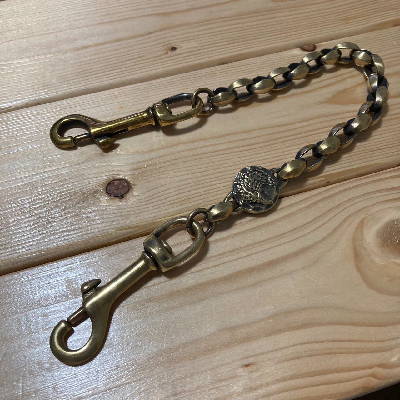 真鍮ブラス ウォレットチェーン クロス 自社オリジナル 最高級 燻し