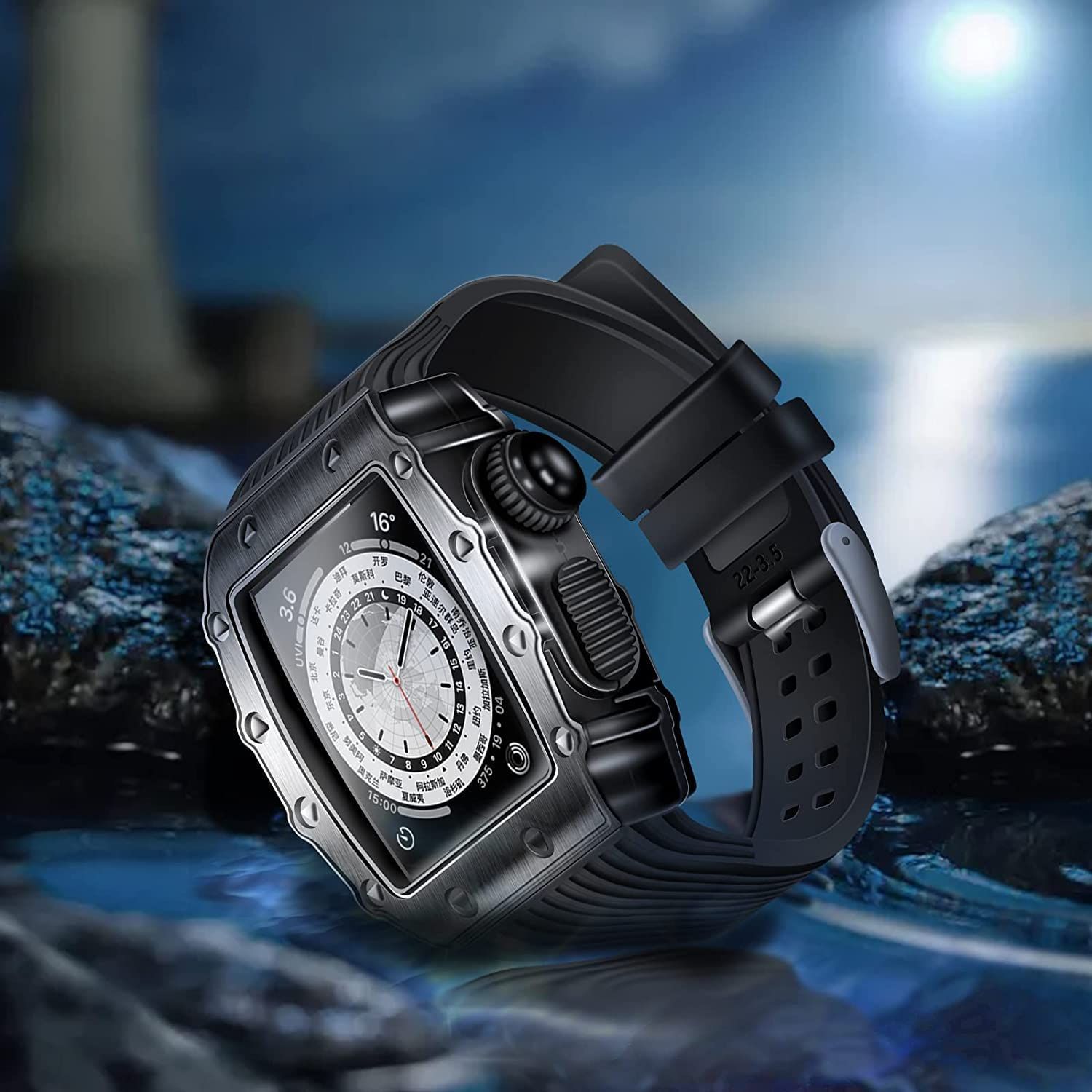 HUALIMEI コンパチブル Apple Watch バンド 44mm 45mm ケース