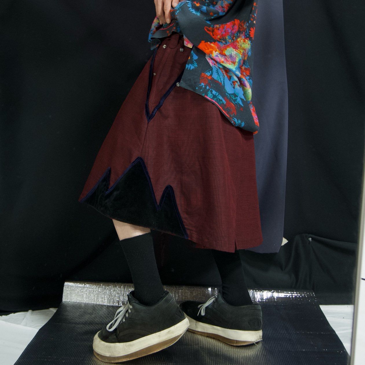 90s TAKUYA ANGEL Velour Switched Wide Pleats Iridesent