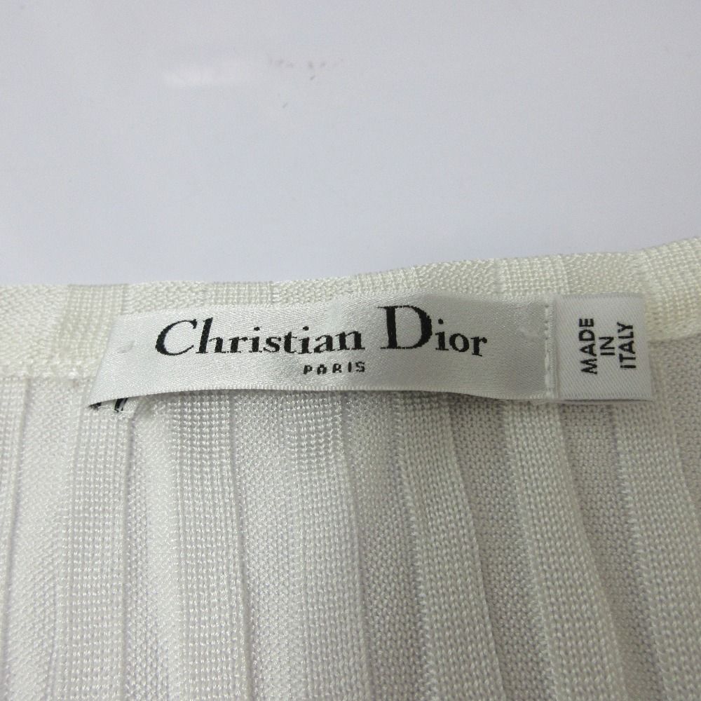 CHRISTIAN DIOR ホワイト Vネックカーディガン CHRISTIAN DIOR ホワイト Vネックカーディガン