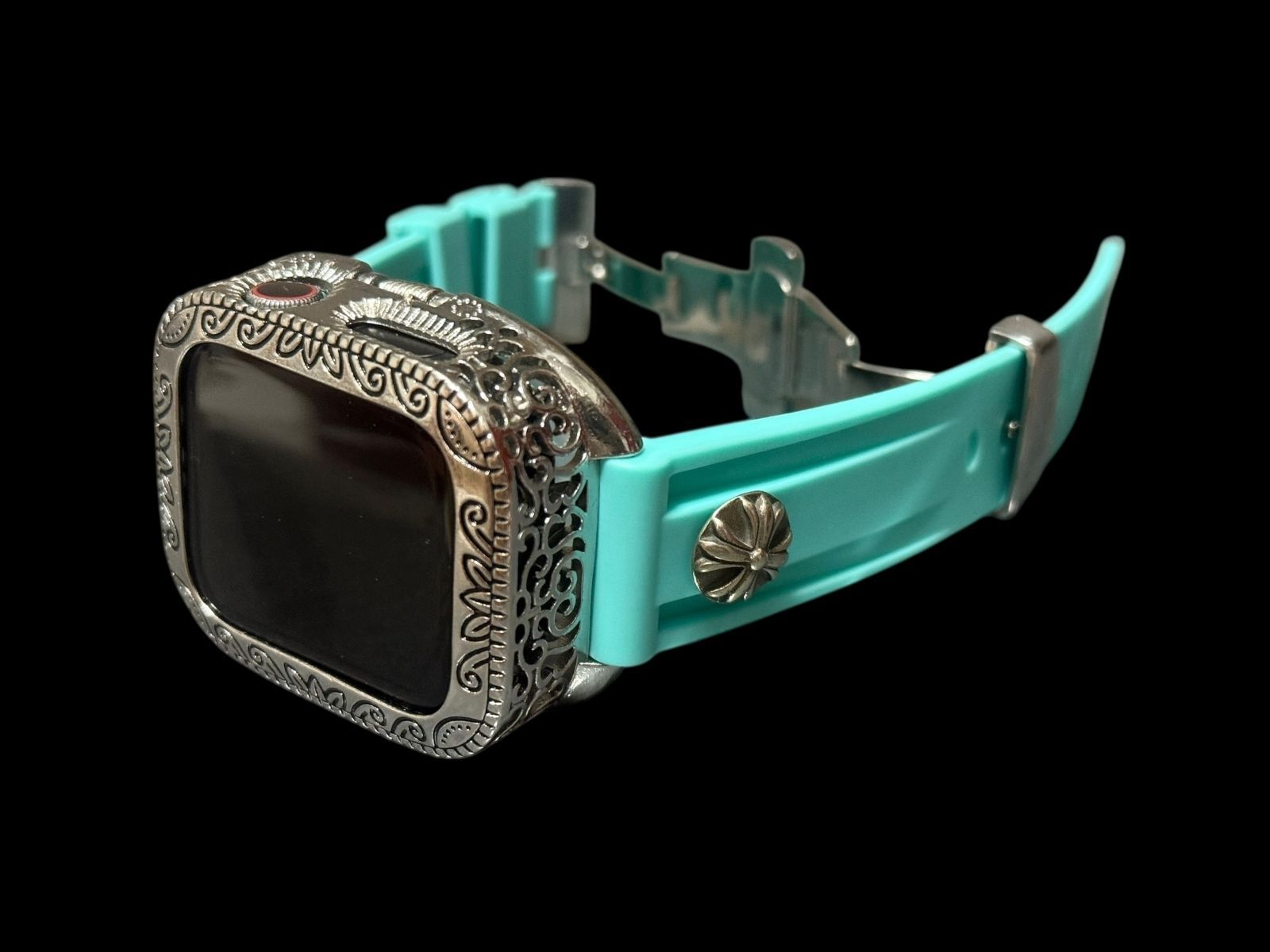 アップルウォッチカバー カスタムラバー ベルト ティファブルー ミント バンド ケース