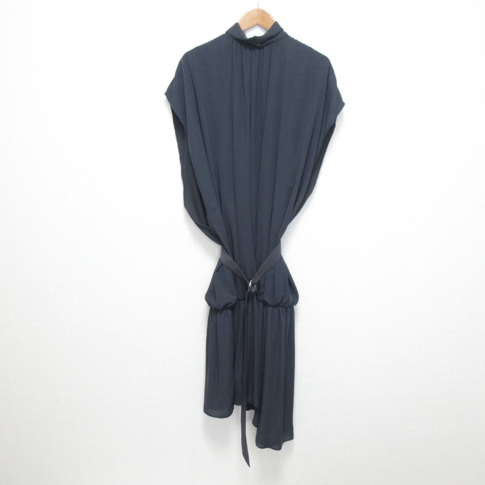 ♥ AMERI アメリ RILEY LOW WAIST DRESS ノースリーブ ミディドレス ベルテッド ワンピース 0282530620 F ネイビー レディース 古着