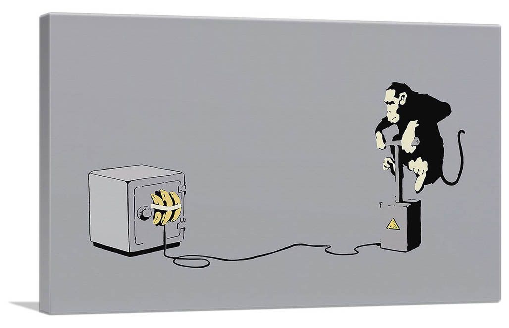 バンクシー アートパネル Sサイズ BANKSY Banksy「デトネーター モンキー/Detonator Monkey」キャンバスジークレ 発送目安15～20営業日