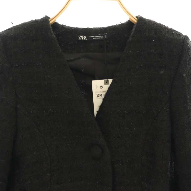 ZARA ザラ ツイードジャケット　ロング　ブラック/匿名配送 ZARA ザラ ツイードジャケットロングブラック/匿名配送