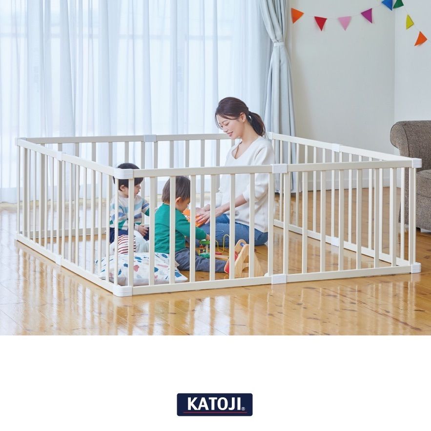 新品・未開封品】KATOJI 木製ベビーサークルDX ホワイト RN0122 