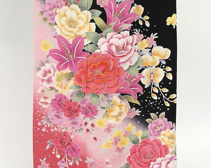 振袖 正絹 四季花模様 身丈171.5cm 裄丈67.5cm 振袖 良品 リサイクル