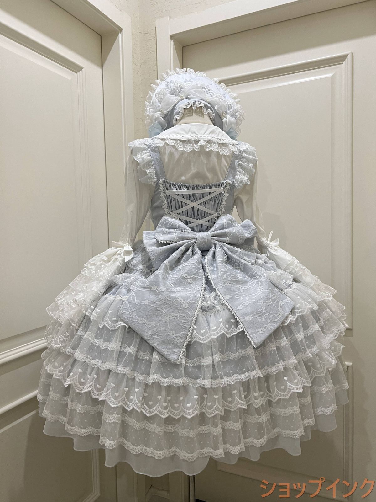 ロリータドレス JSK吊りスカート 多層レース＆リボン装飾 ドール風 甘ロリ 新品未使用 冬用 ロリータドレス JSK吊りスカート 多層レース