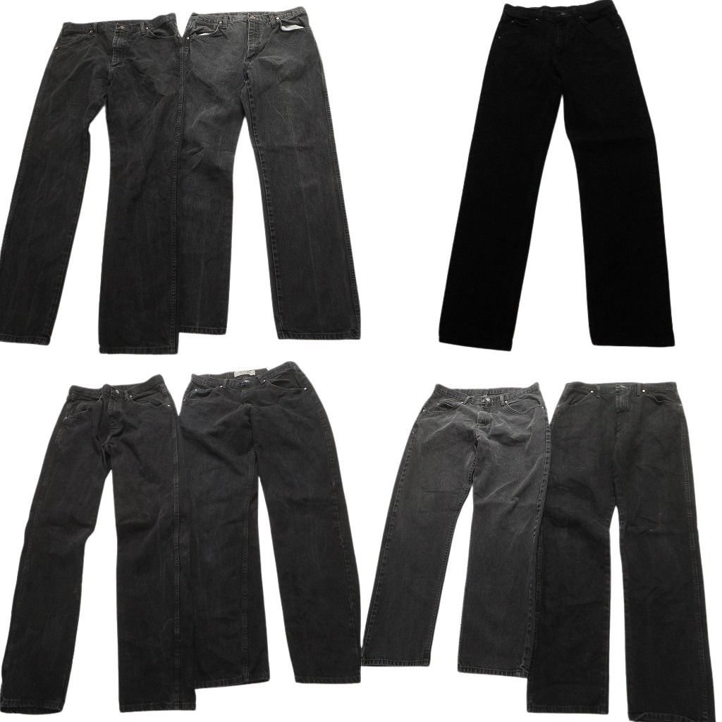古着卸 まとめ売り Wrangler ラングラー ブラックデニム パンツ 7枚セット (メンズ 36 /34 /33 /32 /31 ) フェード 中古 古着 MY1800